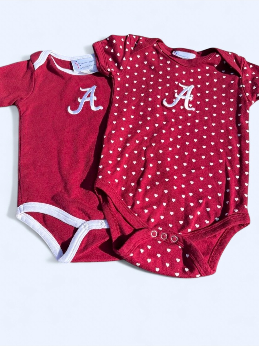 Alabama Crimson Infant Bodysuits with Script 'A' Logo - Set of 2